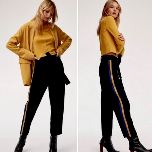 Aritzia Wilfred JALLADE Tie-Front Relaxed Fit Striped Pants Sz. 4 - Picture 1 of 9